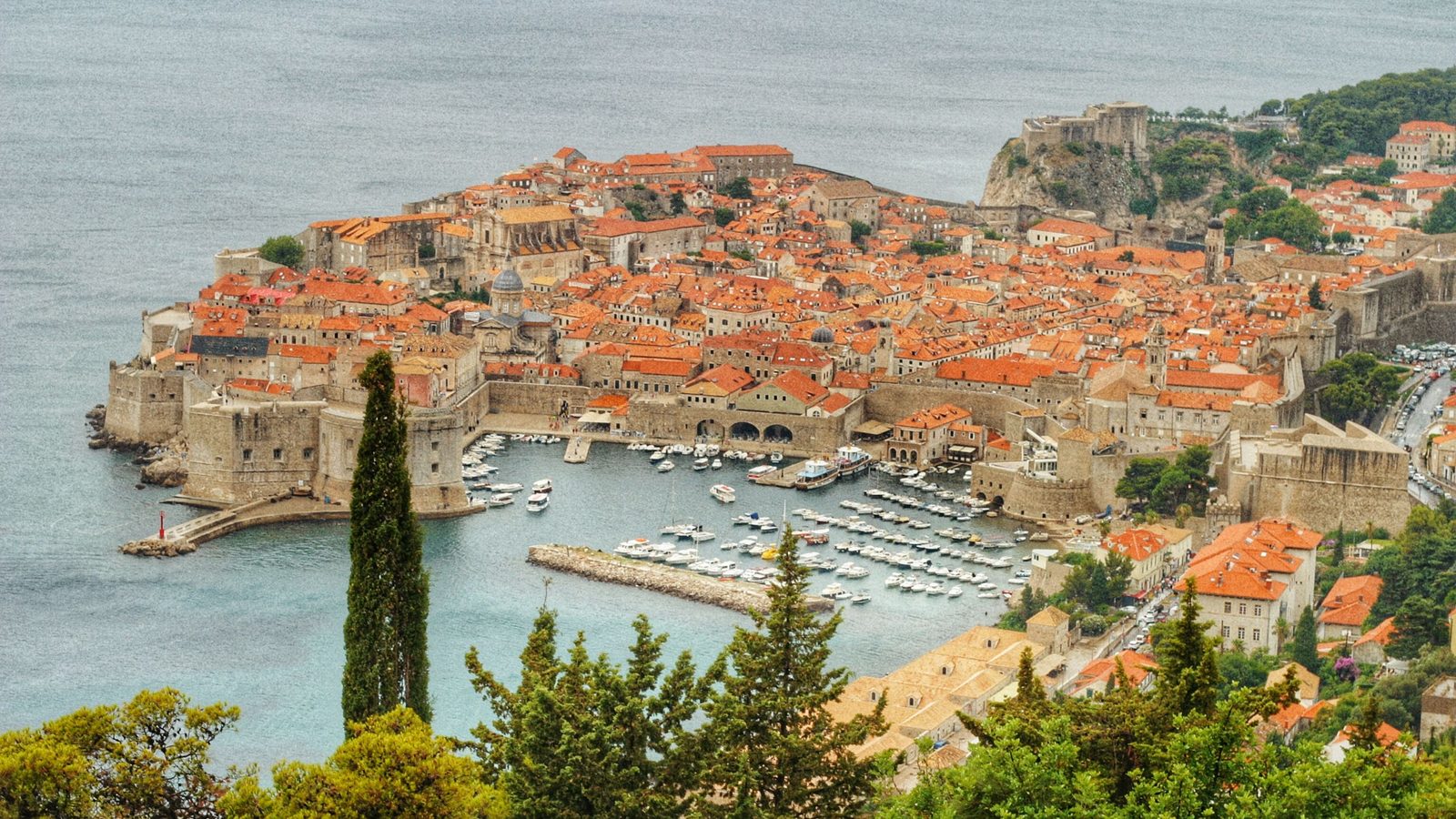 The red rooftops and old walls of Dubrovnik, Croatia