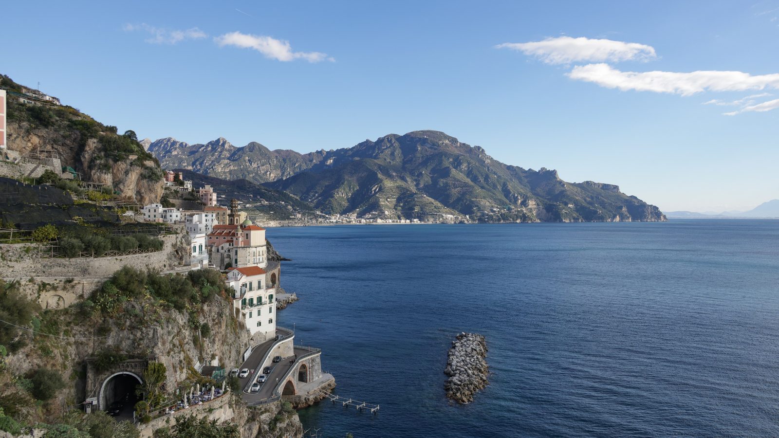 The pastel cliffside village of Positano on Italy's Amalfi Coast